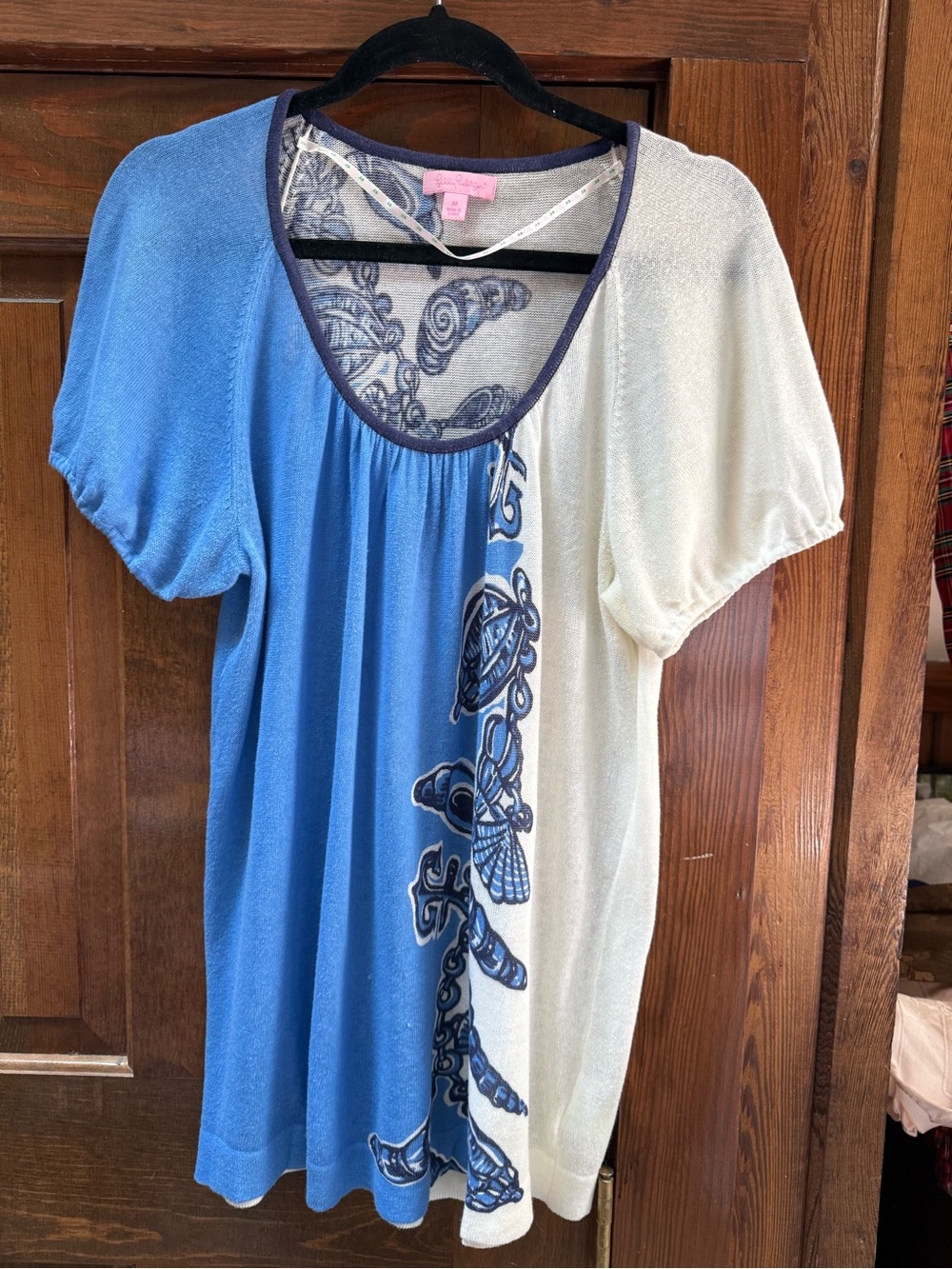 Lilly Pulitzer Two-Tone Blue and White Women's Scoop Neck Sweater Top